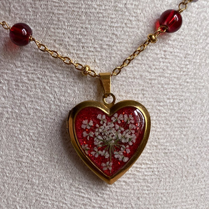 Wildflower Memory Locket Necklace | Heart Photo Locket