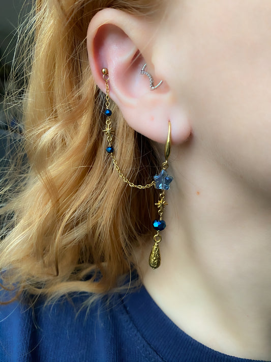 Fallen Star Chain Earring | Celestial Earrings, Starry Night Sky Collection