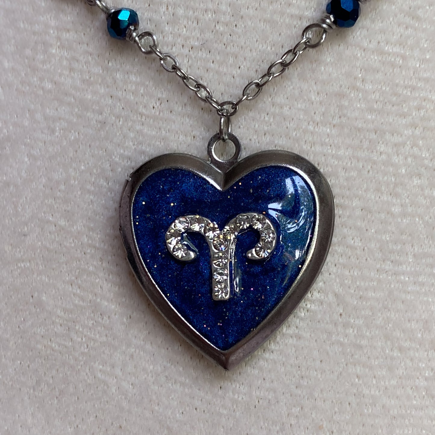 Silver Starry Night Zodiac Memory Locket Necklace | Heart Photo Locket