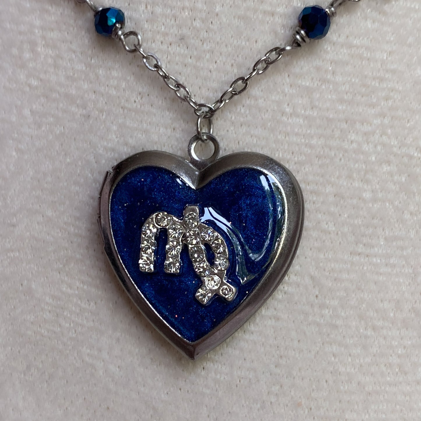 Silver Starry Night Zodiac Memory Locket Necklace | Heart Photo Locket