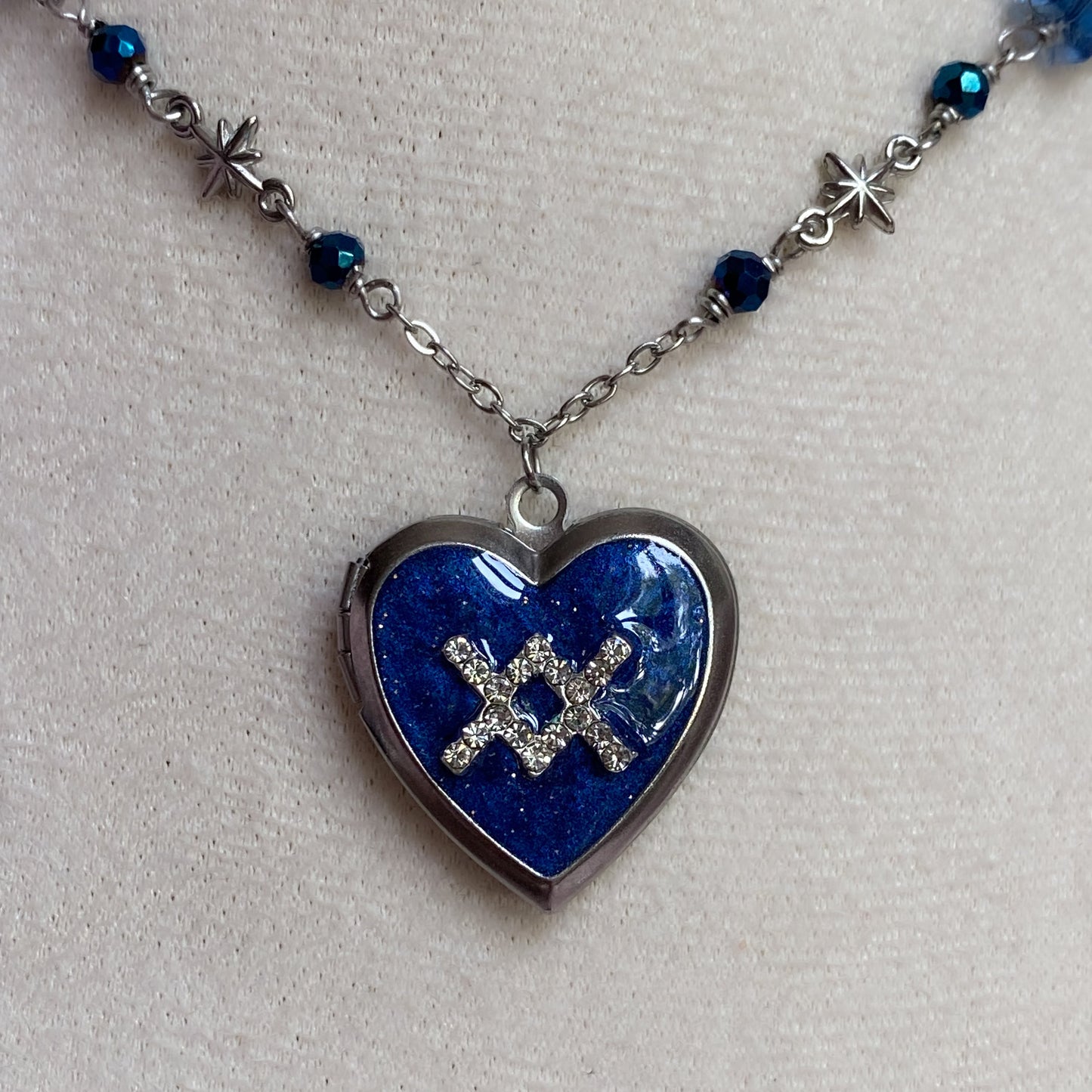 Silver Starry Night Zodiac Memory Locket Necklace | Heart Photo Locket