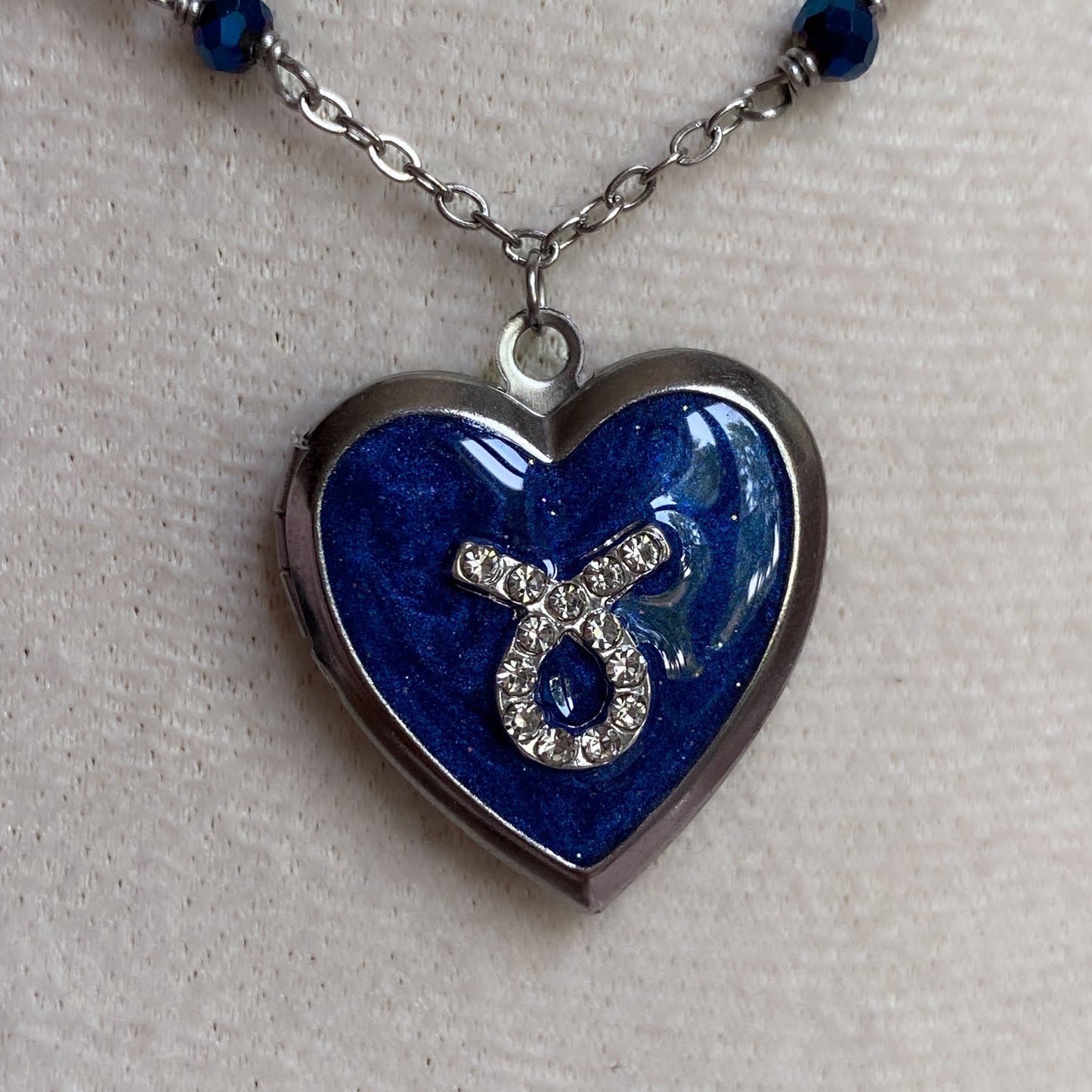 Silver Starry Night Zodiac Memory Locket Necklace | Heart Photo Locket