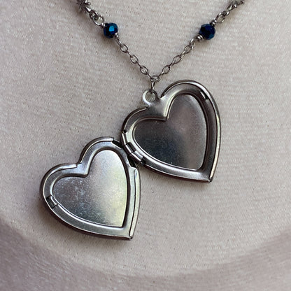 Silver Starry Night Zodiac Memory Locket Necklace | Heart Photo Locket
