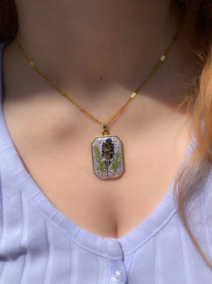 Fields Of Lavender Necklace | Carpasio Lavender Museum Exclusive Collab |Pressed Lavender Medallion