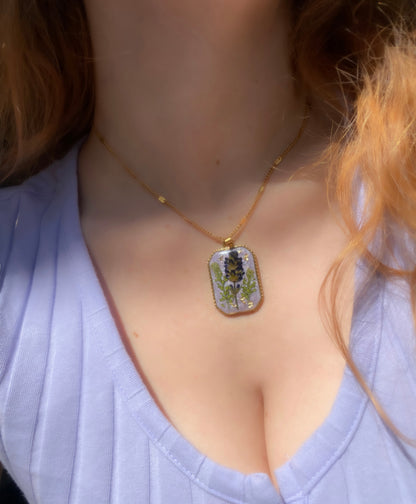 Fields Of Lavender Necklace | Carpasio Lavender Museum Exclusive Collab |Pressed Lavender Medallion