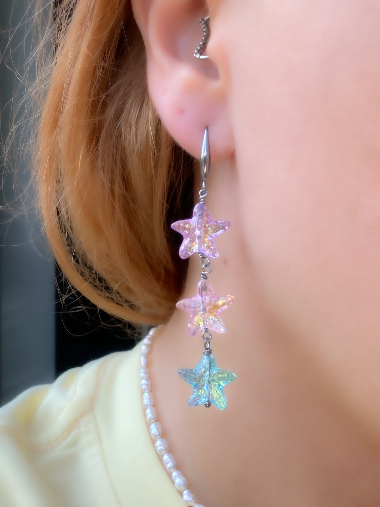 Mermaid Starlight Earrings | Iridescent Starfish Drop Earrings