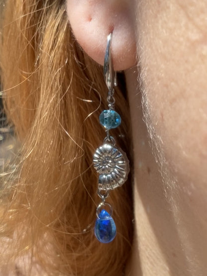 Under The Sea Drop Earrings | Blue Teardrop Seashells